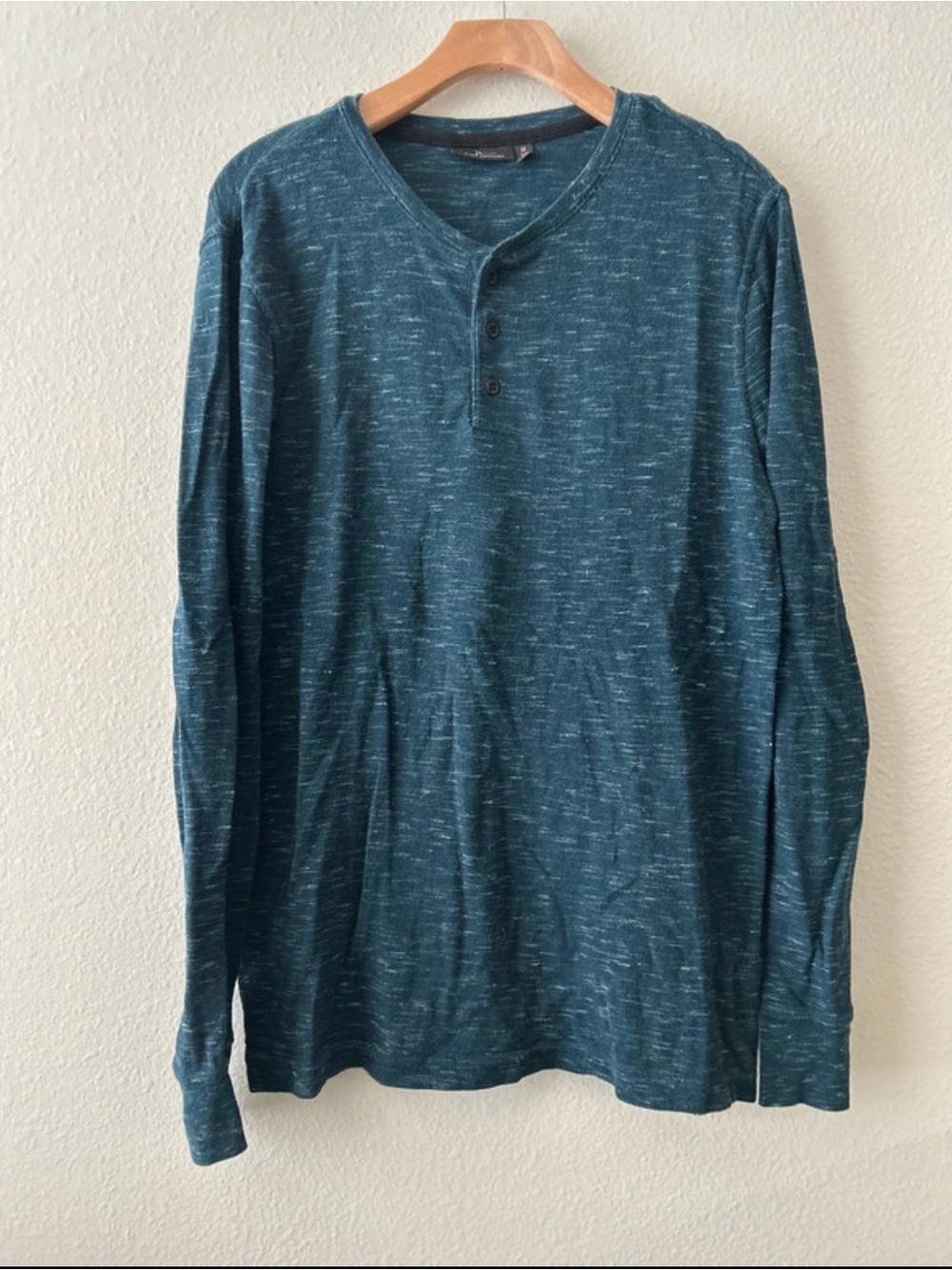 Marc Anthony Teal Long-Sleeve Henley Shirt
